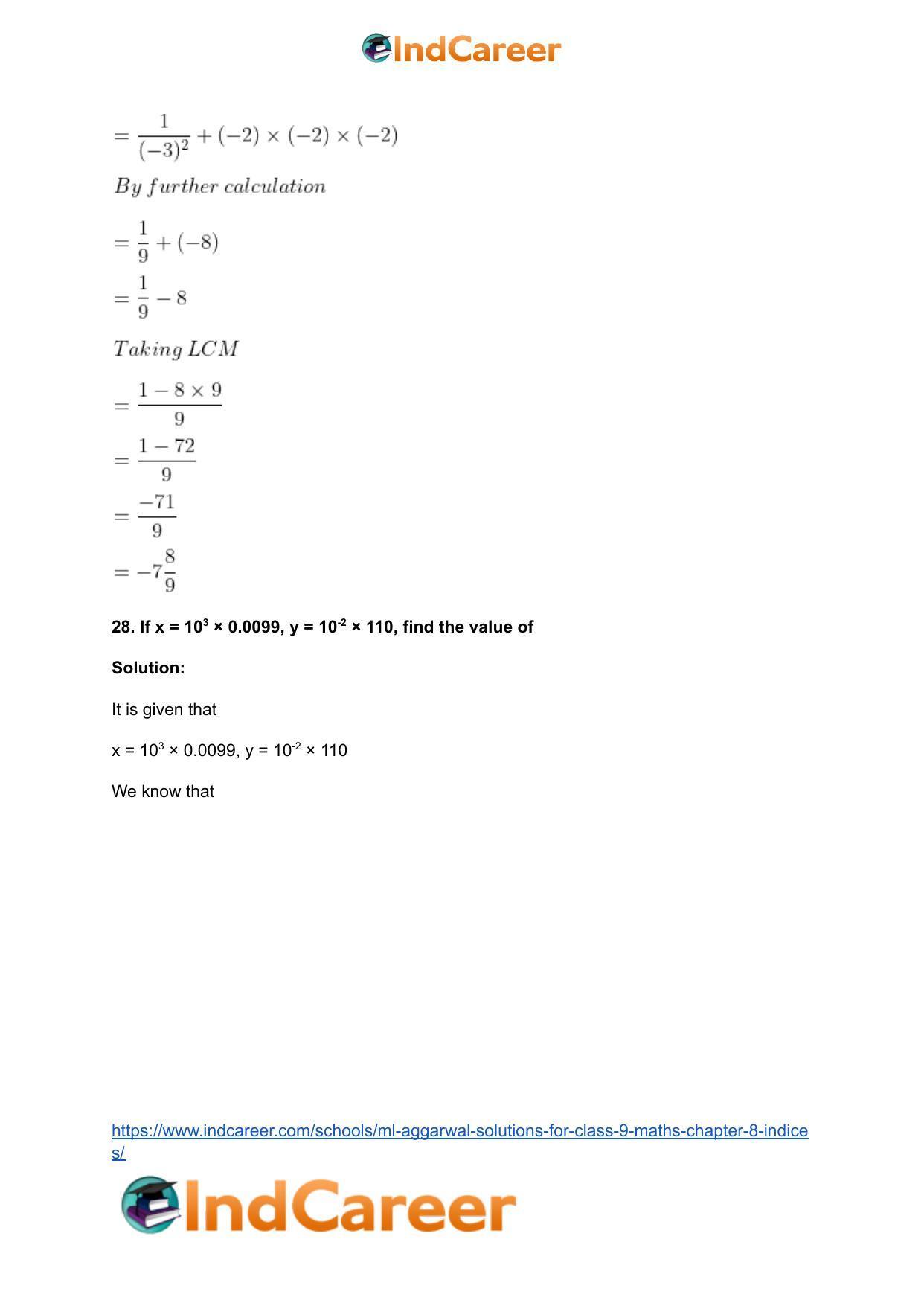 ML Aggarwal Solutions for Class 9 Maths Chapter 8- Indices - Page 39