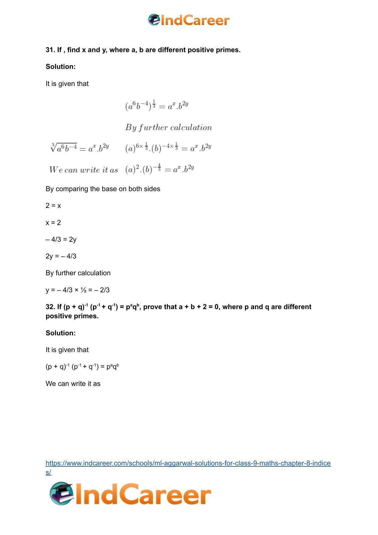 ML Aggarwal Solutions for Class 9 Maths Chapter 8- Indices - Page 42