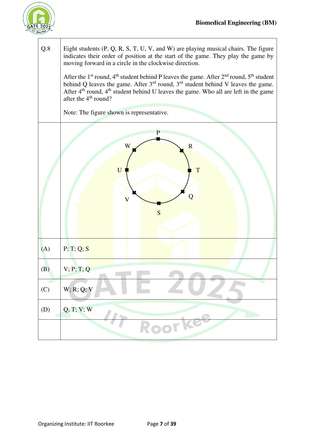 GATE 2025 Biomedical Engineering (BM) Question Paper - Page 7