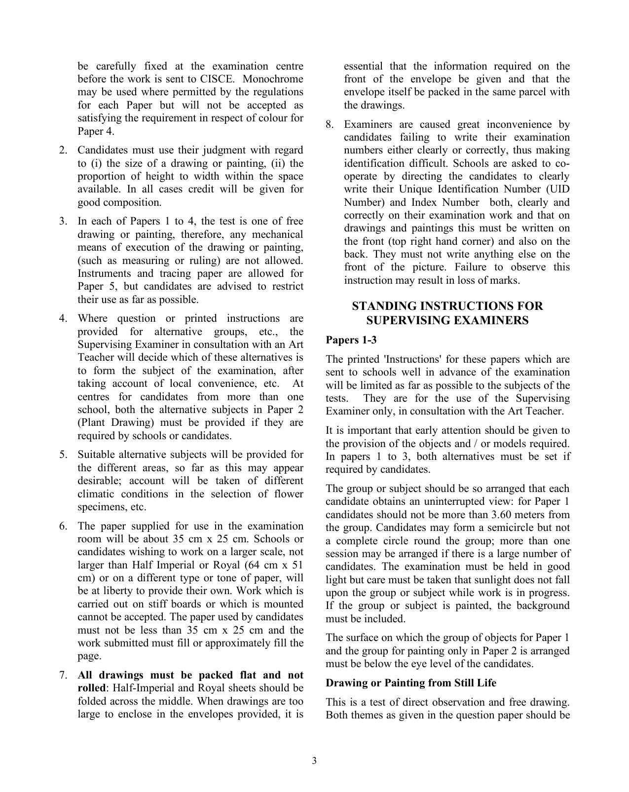ISC Class XI & XII Art  2025 Syllabus - Page 3