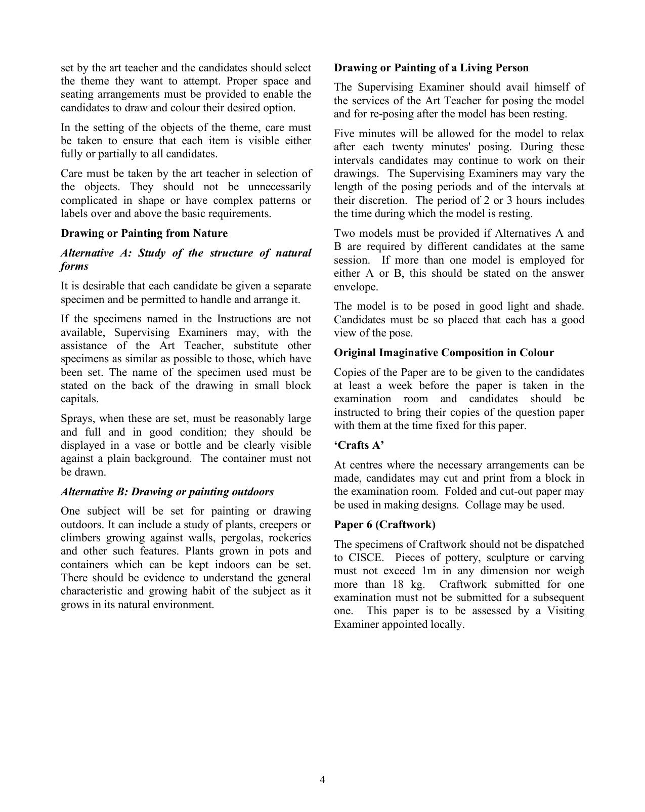 ISC Class XI & XII Art  2025 Syllabus - Page 4