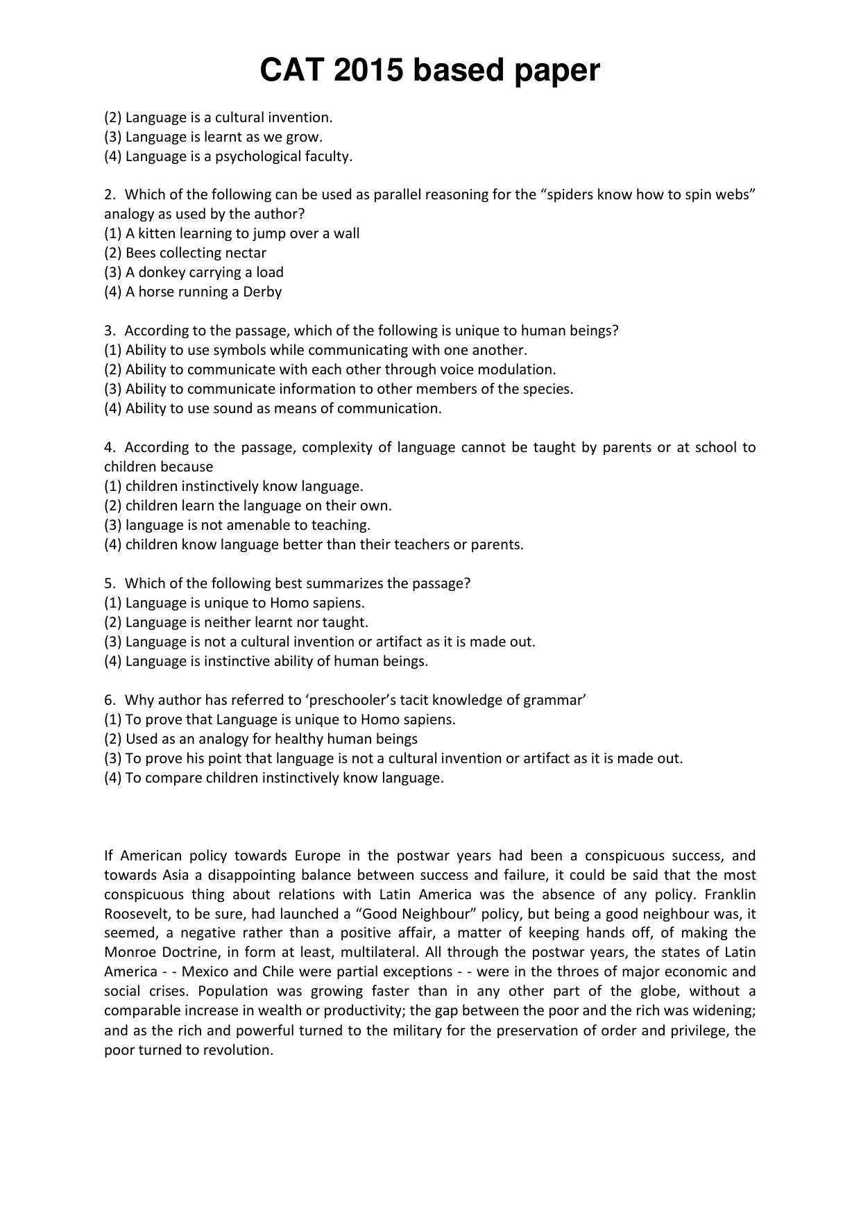 CAT 2015 CAT VARC Question Paper - Page 2