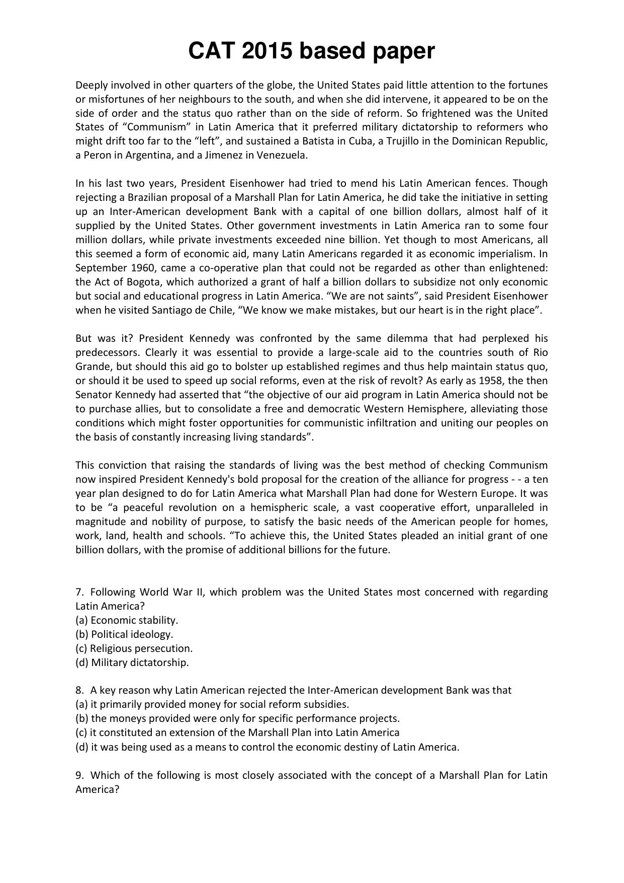 CAT 2015 CAT VARC Question Paper - Page 3