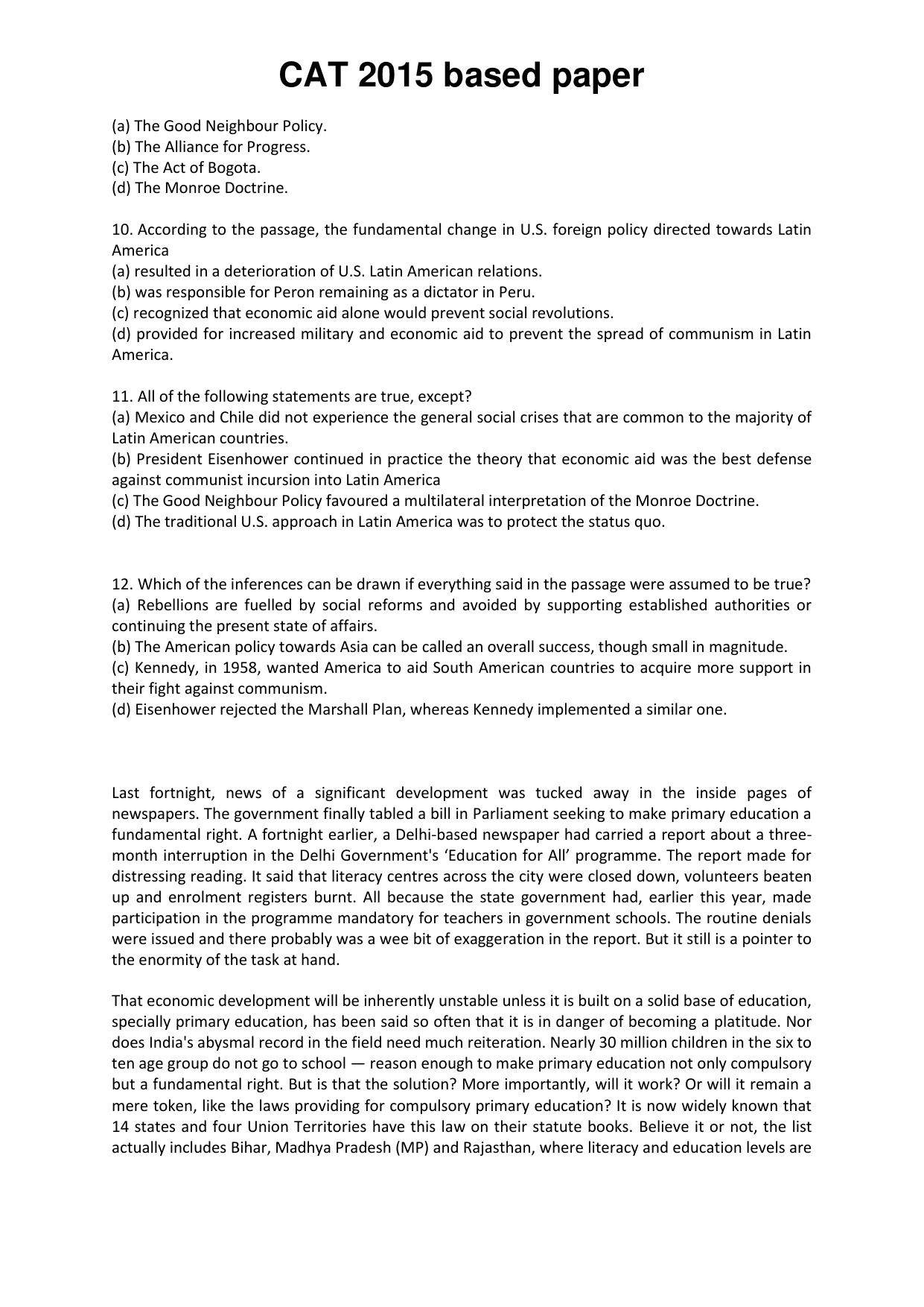 CAT 2015 CAT VARC Question Paper - Page 4