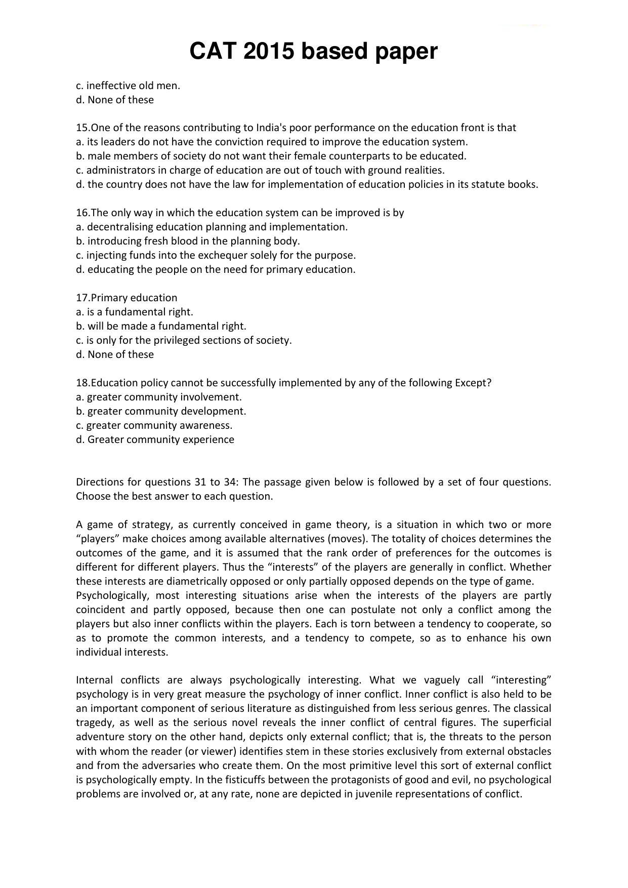 CAT 2015 CAT VARC Question Paper - Page 6