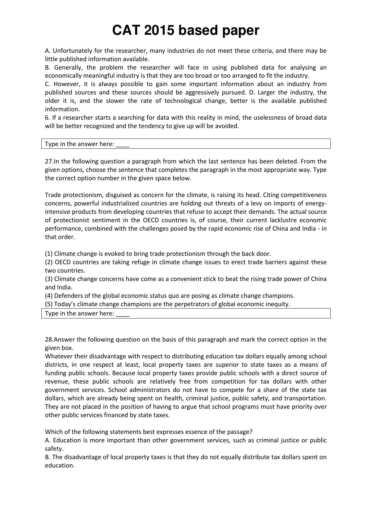 CAT 2015 CAT VARC Question Paper - Page 9