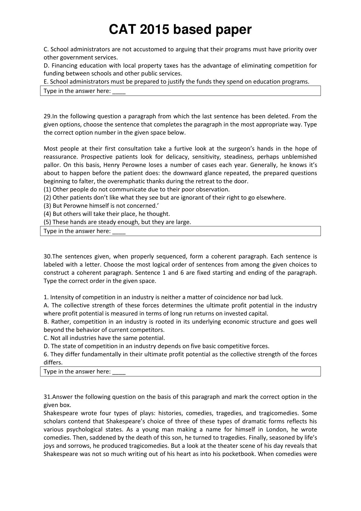 CAT 2015 CAT VARC Question Paper - Page 10