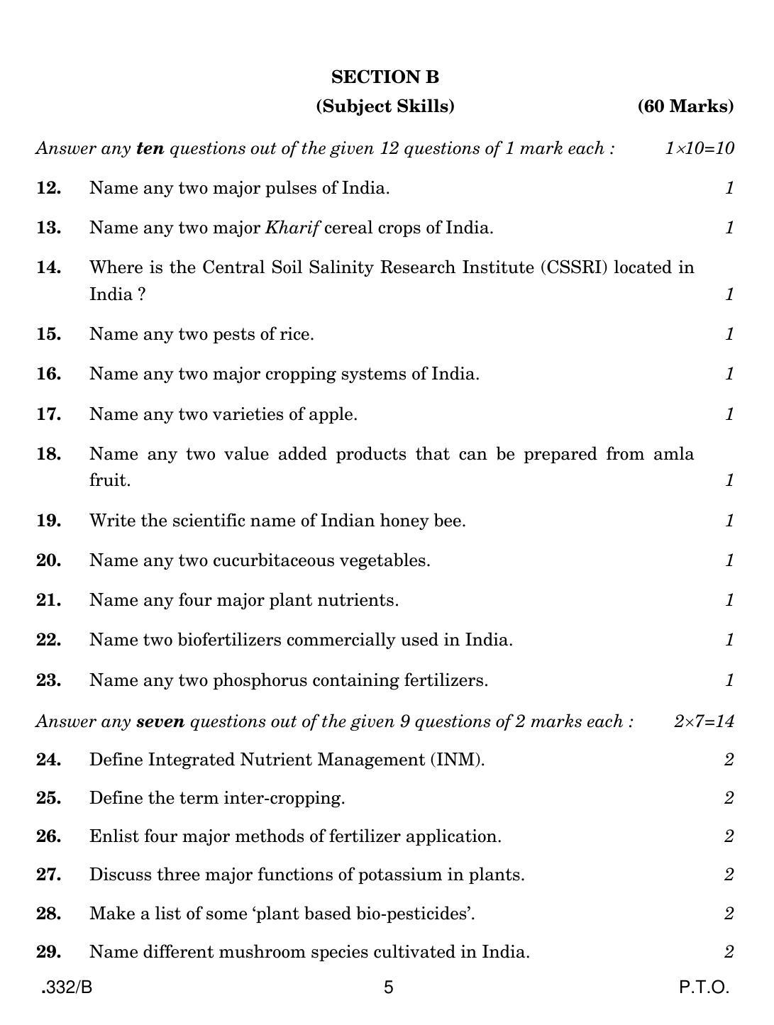 CBSE Class 12 Agriculture 2020 Compartment Question Paper - Page 5