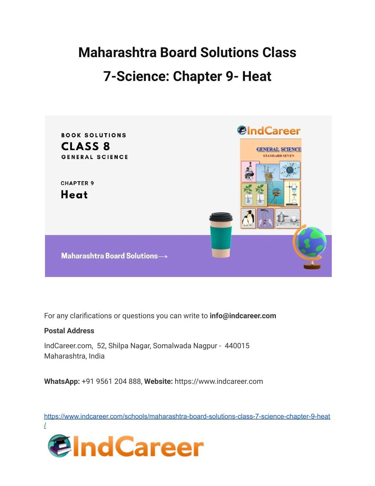 Maharashtra Board Solutions Class 7 Science Chapter 9 Heat 