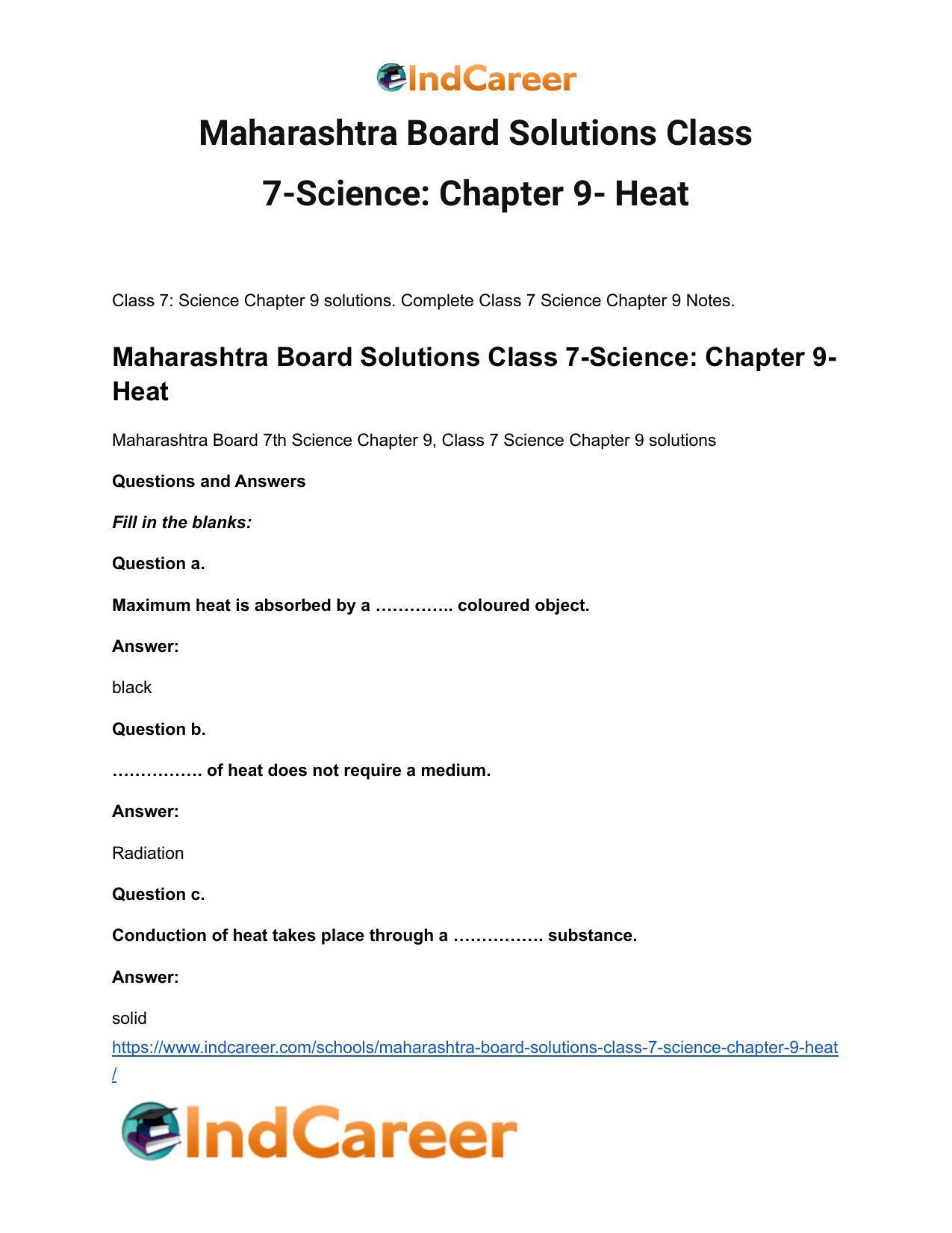 Maharashtra Board Solutions Class 7-Science: Chapter 9- Heat - Page 2