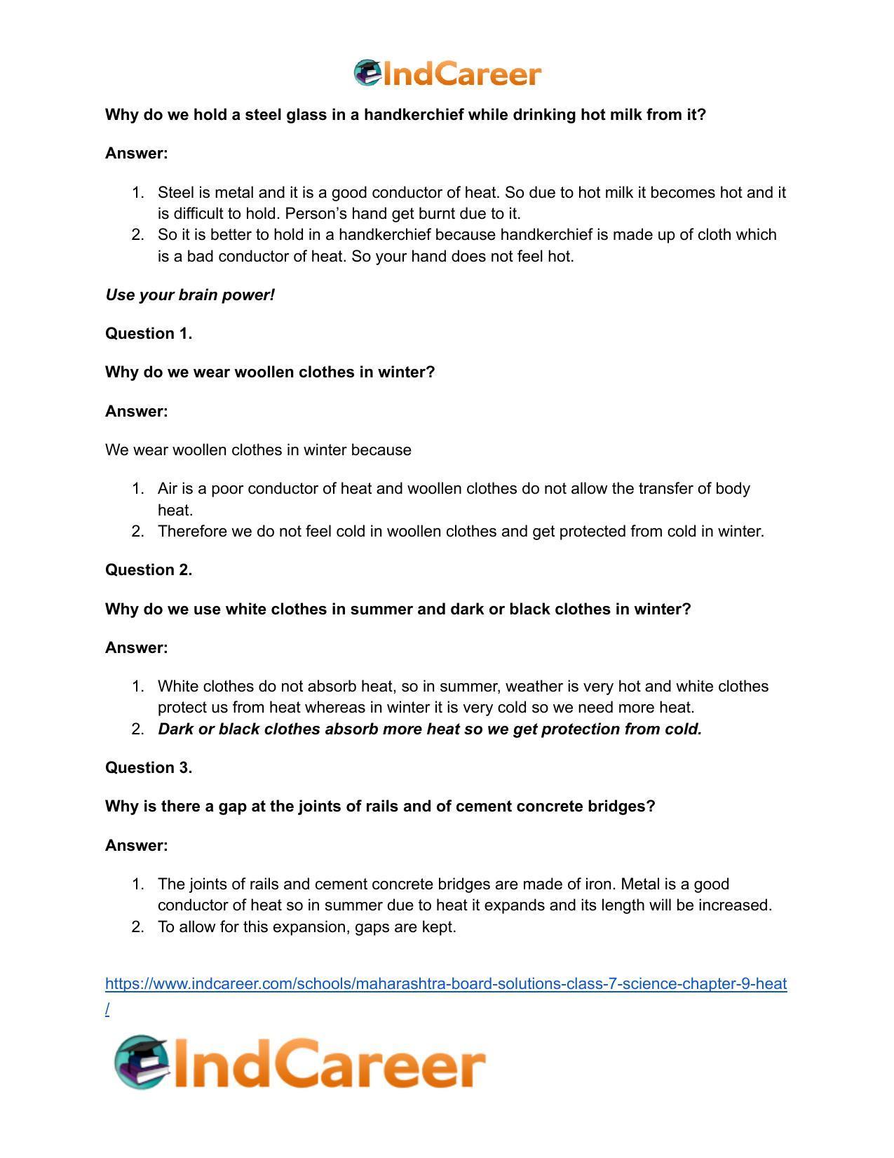 Maharashtra Board Solutions Class 7-Science: Chapter 9- Heat - Page 22