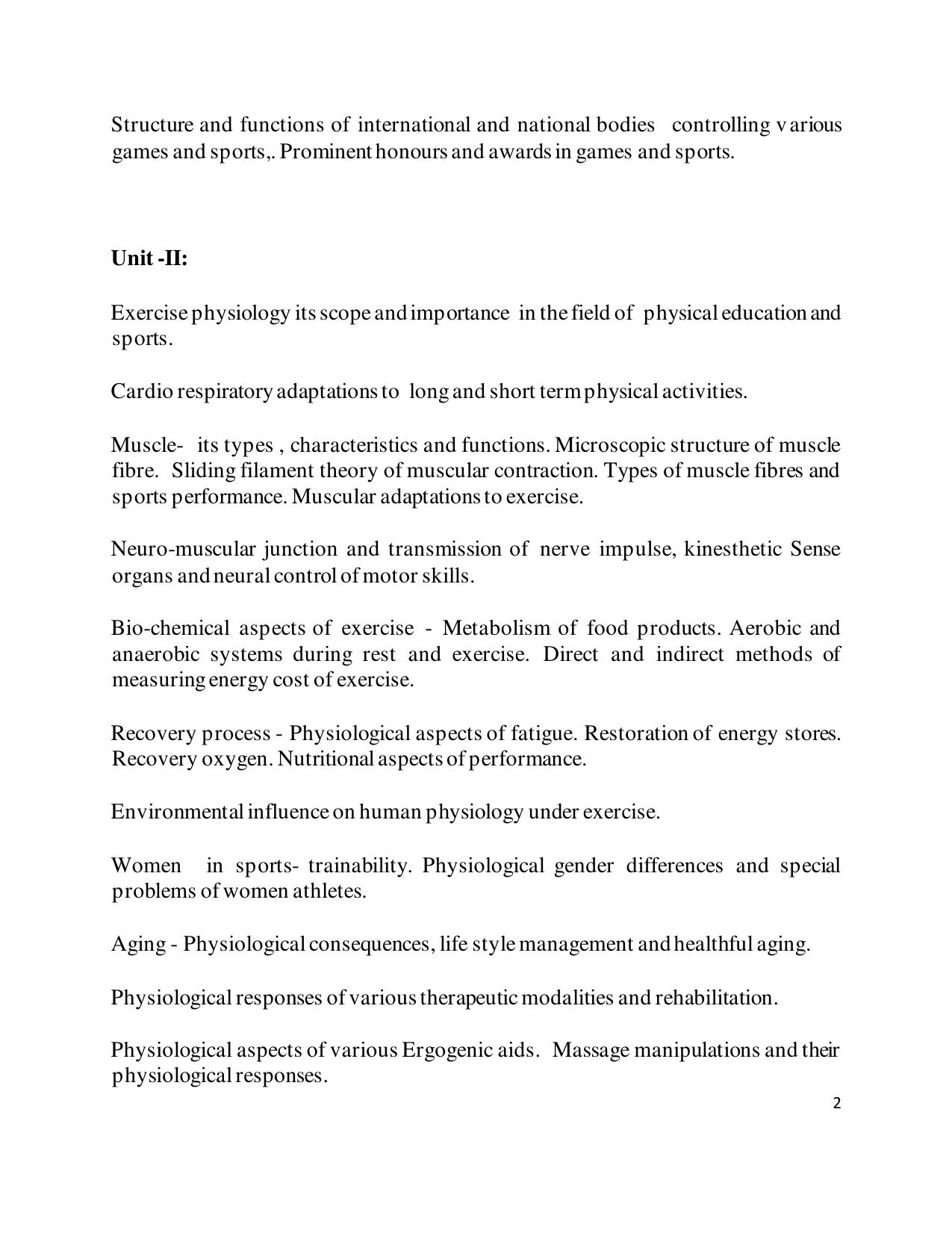 TNSET Syllabus - Physical Education - Page 2