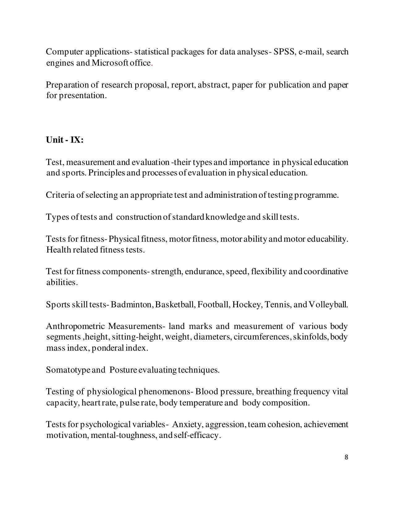 TNSET Syllabus - Physical Education - Page 8