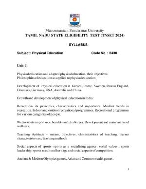 TNSET Syllabus - Physical Education