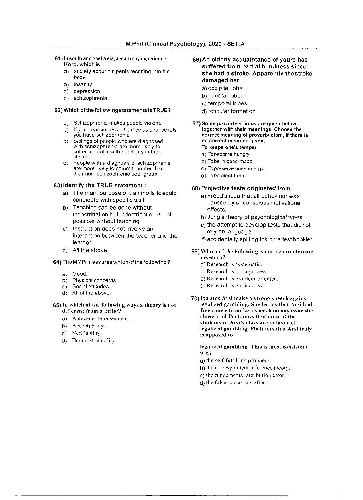 WBJEEB JEMAS (PG) 2020 MPhil CP Question Paper - Page 9