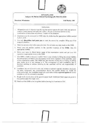 WBJEEB JEMAS (PG) 2020 MPhil CP Question Paper