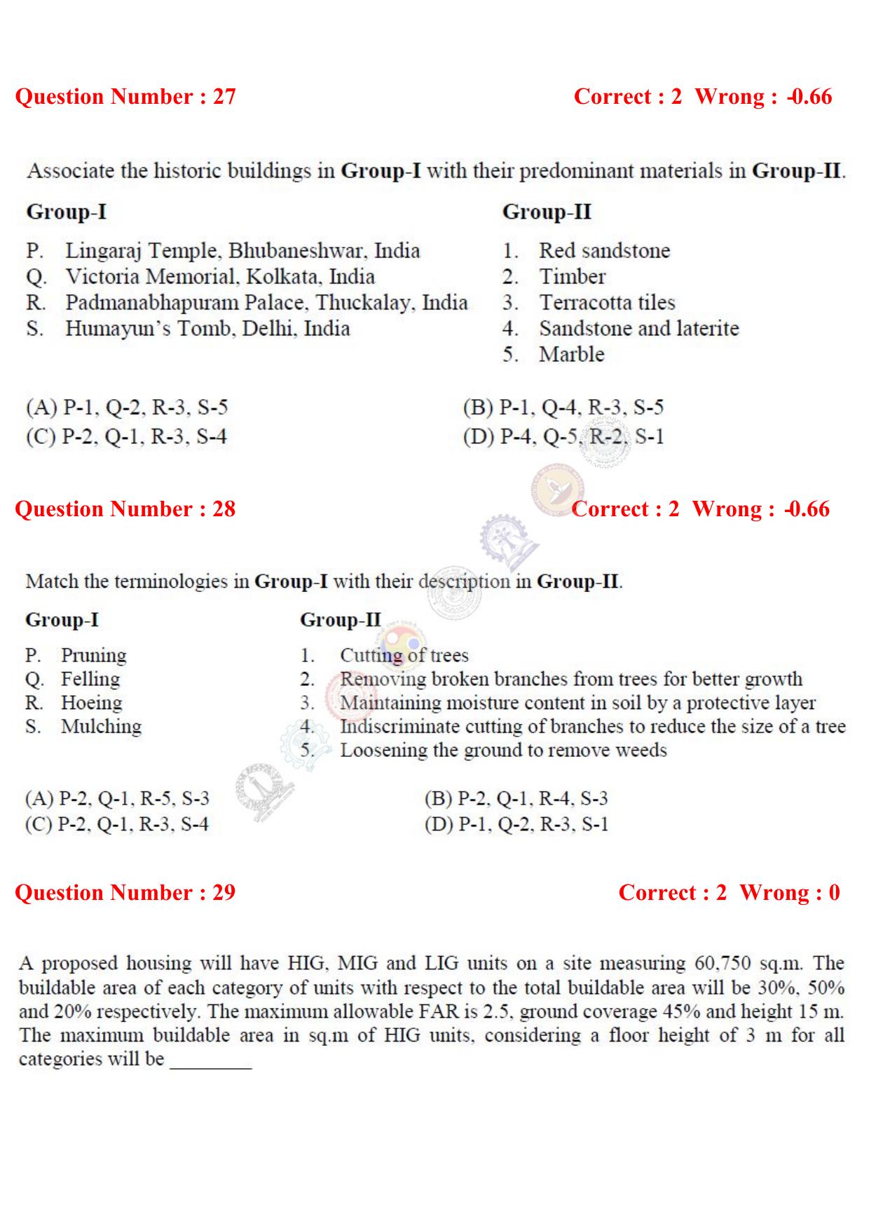 GATE 2017 Architecture and Planning (AR) Question Paper with Answer Key - Page 7