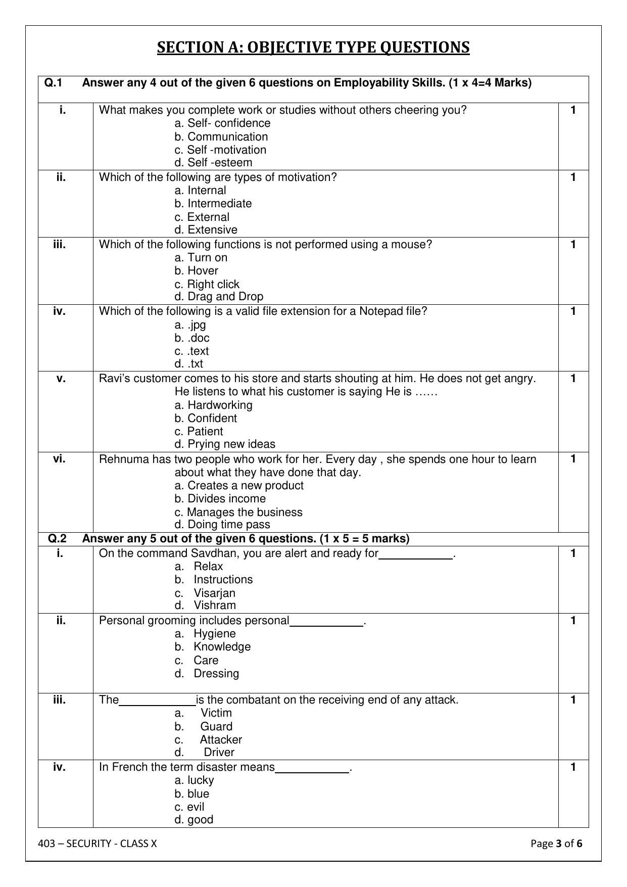CBSE Class 10 Security Sample Paper 2025 - Page 3