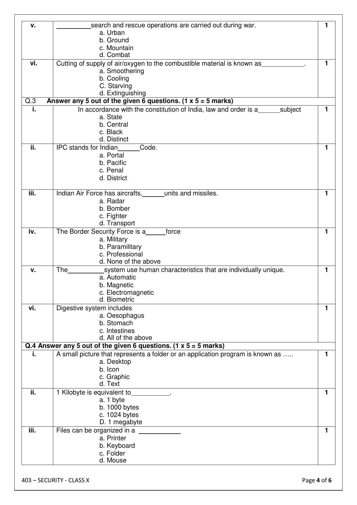 CBSE Class 10 Security Sample Paper 2025 - Page 4