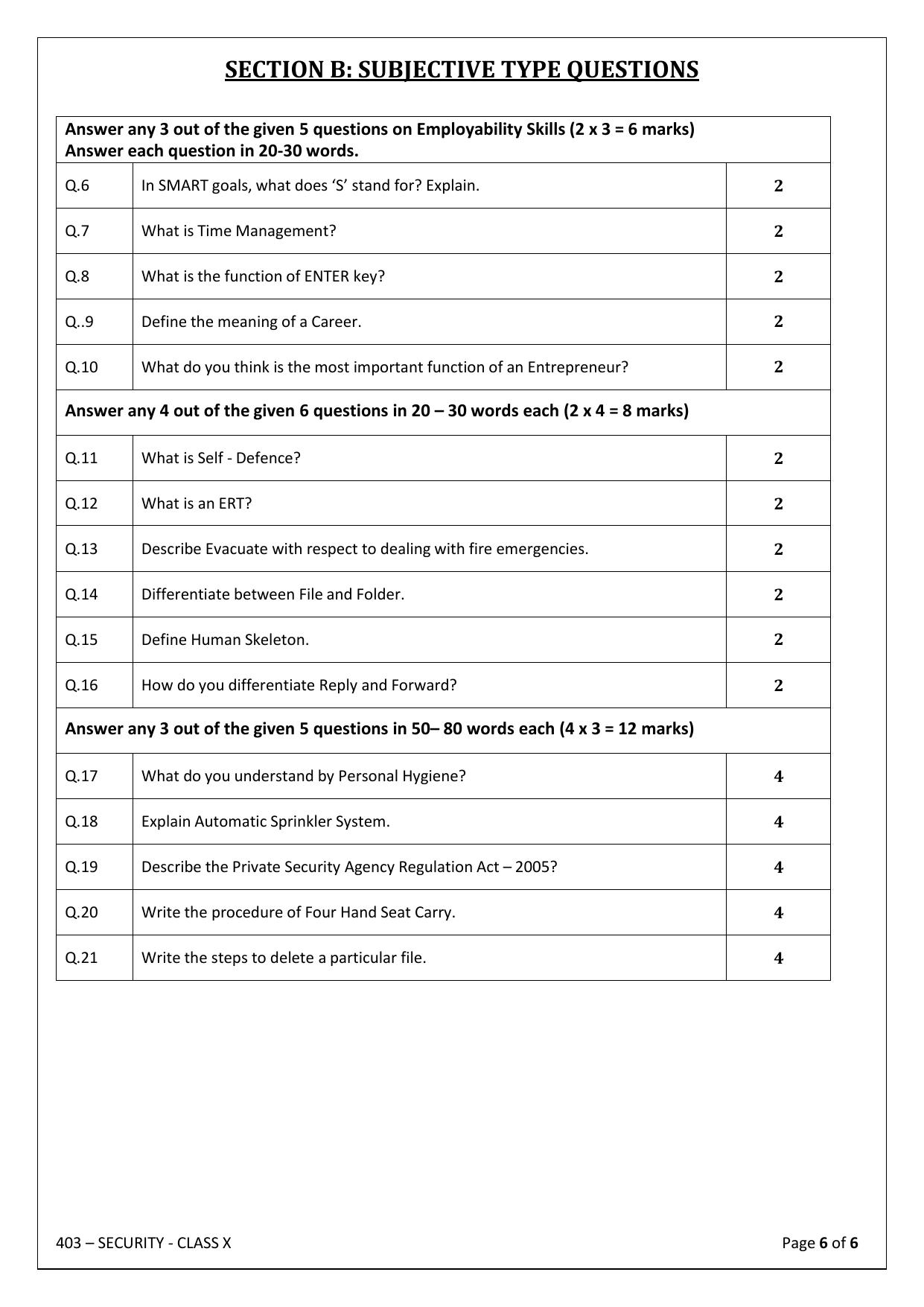 CBSE Class 10 Security Sample Paper 2025 - Page 6