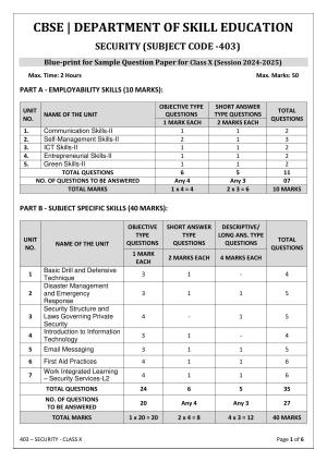 CBSE Class 10 Security Sample Paper 2025
