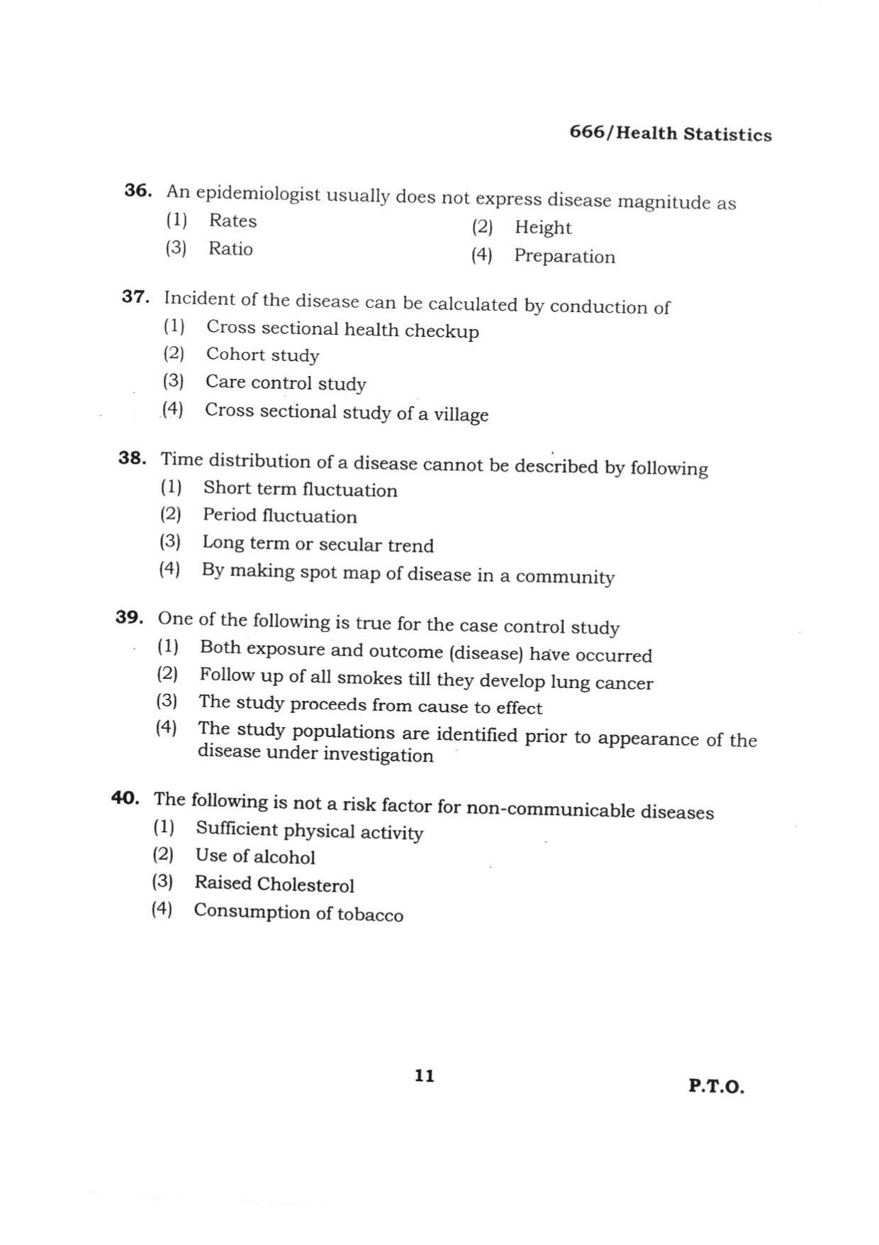 BHU RET HEALTH STATISTICS 2015 Question Paper - Page 11