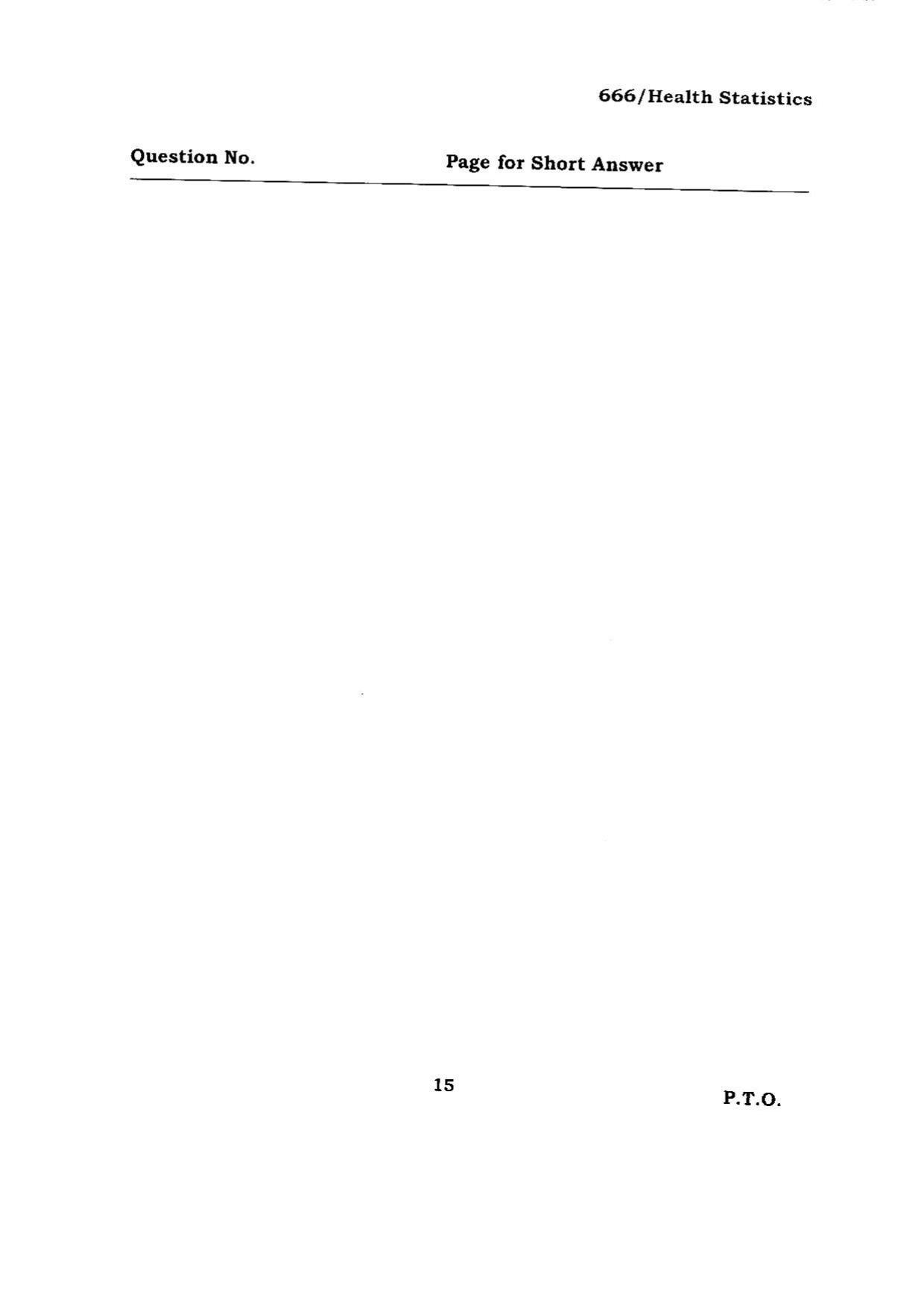 BHU RET HEALTH STATISTICS 2015 Question Paper - Page 15