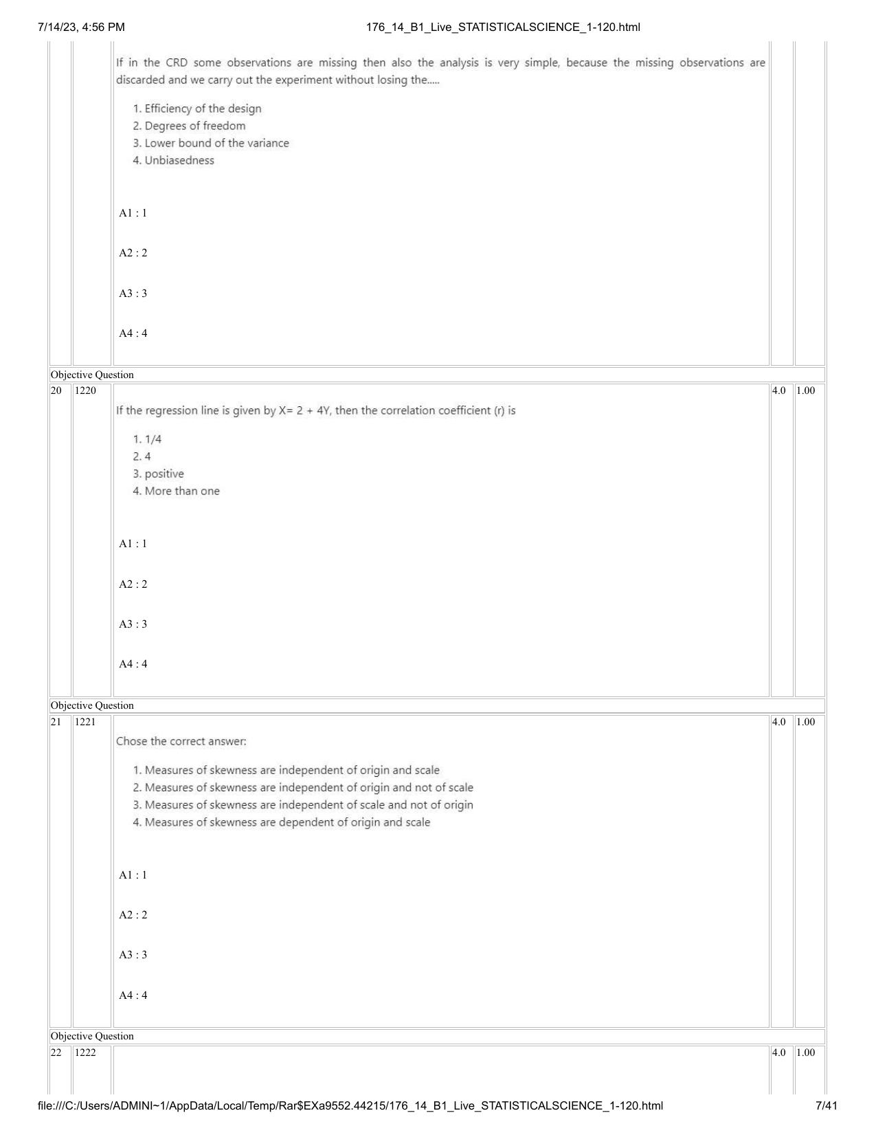 ICAR AIEEA PG 2023 STATISTICAL SCIENCE Question Paper- 14 July 2023 - Page 7