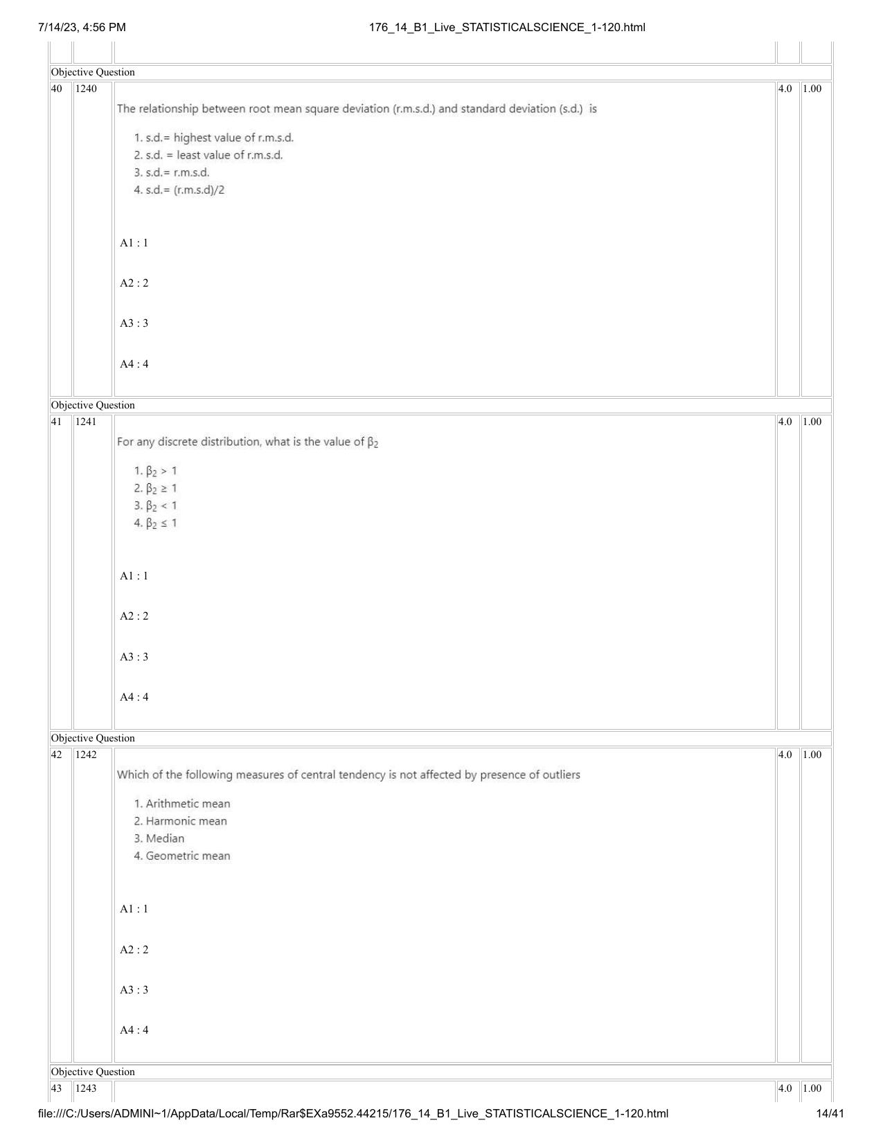 ICAR AIEEA PG 2023 STATISTICAL SCIENCE Question Paper- 14 July 2023 - Page 14
