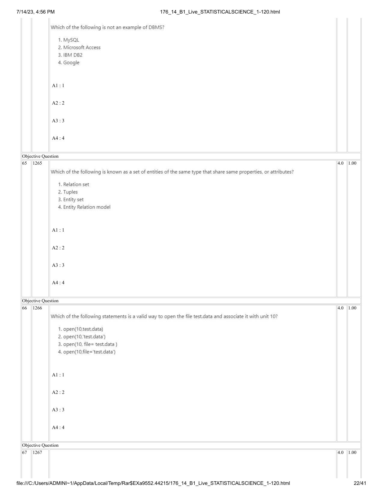 ICAR AIEEA PG 2023 STATISTICAL SCIENCE Question Paper- 14 July 2023 - Page 22