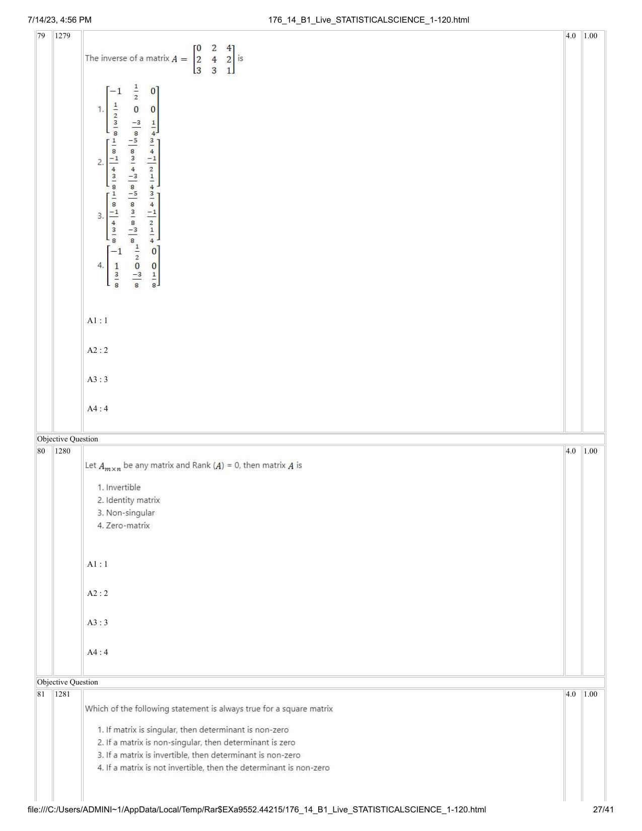 ICAR AIEEA PG 2023 STATISTICAL SCIENCE Question Paper- 14 July 2023 - Page 27