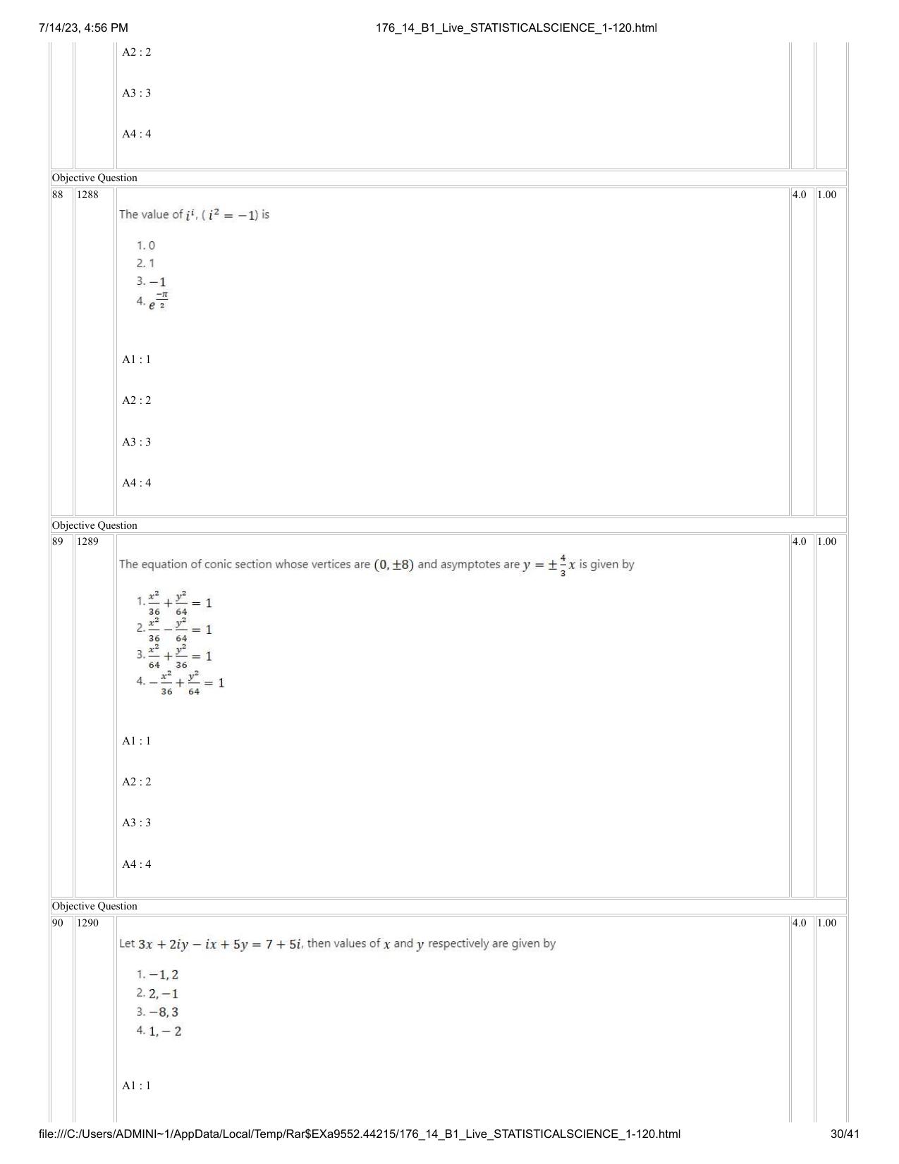 ICAR AIEEA PG 2023 STATISTICAL SCIENCE Question Paper- 14 July 2023 - Page 30