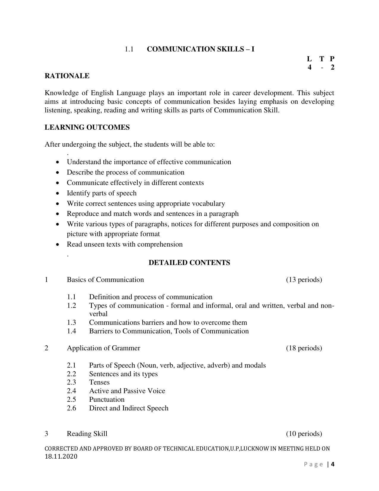 SYLLABUS FOR FIRST SEMESTER SESSION (2020-2021) - SIX SEMESTER DIPLOMA COURSE IN AGRICULTURAL ENGINEERING - Page 4