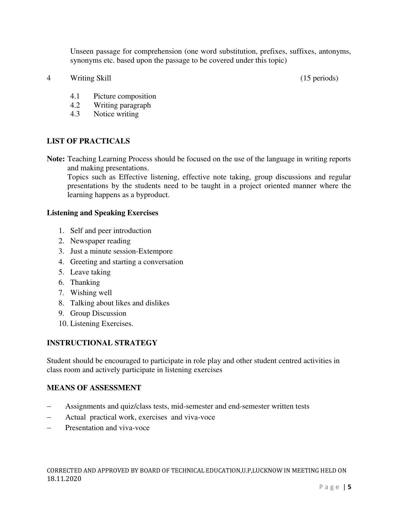 SYLLABUS FOR FIRST SEMESTER SESSION (2020-2021) - SIX SEMESTER DIPLOMA COURSE IN AGRICULTURAL ENGINEERING - Page 5