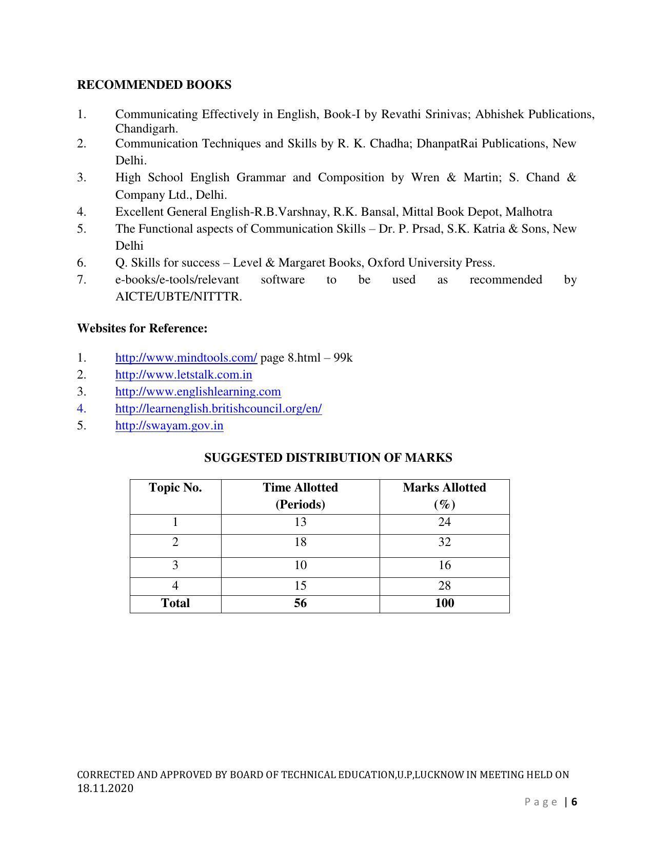 SYLLABUS FOR FIRST SEMESTER SESSION (2020-2021) - SIX SEMESTER DIPLOMA COURSE IN AGRICULTURAL ENGINEERING - Page 6