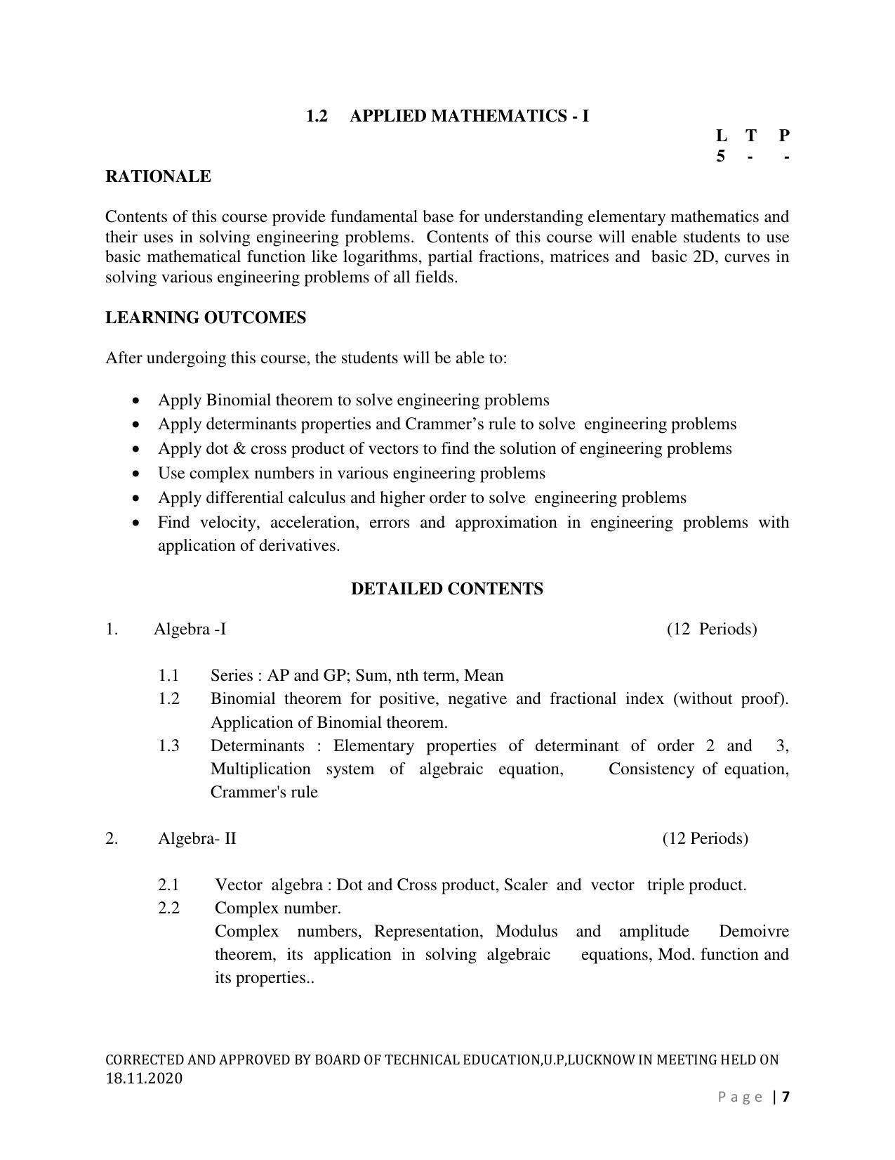 SYLLABUS FOR FIRST SEMESTER SESSION (2020-2021) - SIX SEMESTER DIPLOMA COURSE IN AGRICULTURAL ENGINEERING - Page 7