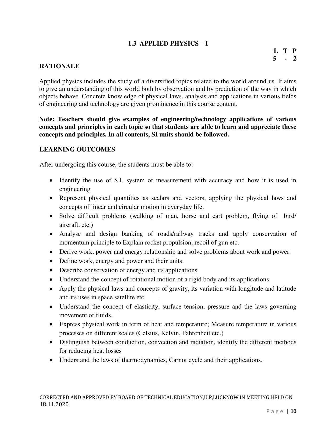 SYLLABUS FOR FIRST SEMESTER SESSION (2020-2021) - SIX SEMESTER DIPLOMA COURSE IN AGRICULTURAL ENGINEERING - Page 10