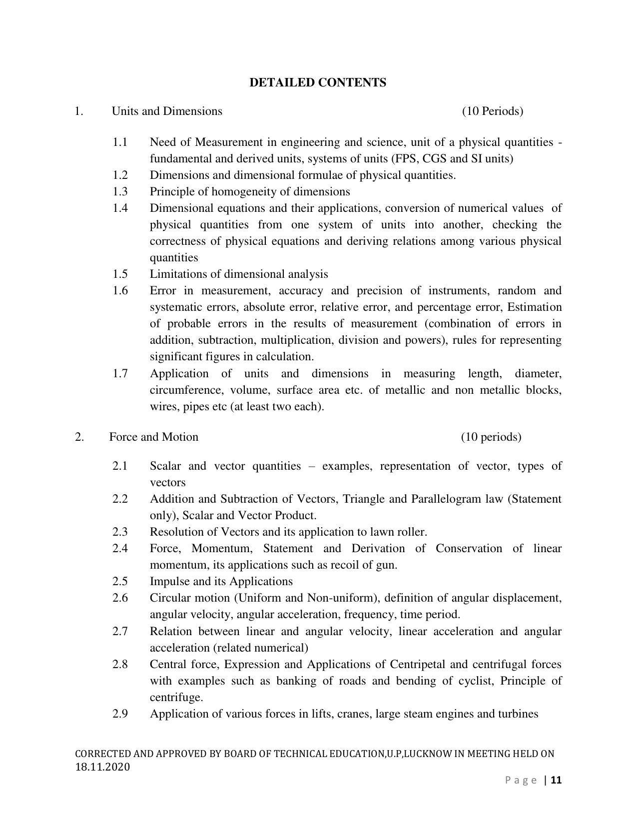 SYLLABUS FOR FIRST SEMESTER SESSION (2020-2021) - SIX SEMESTER DIPLOMA COURSE IN AGRICULTURAL ENGINEERING - Page 11
