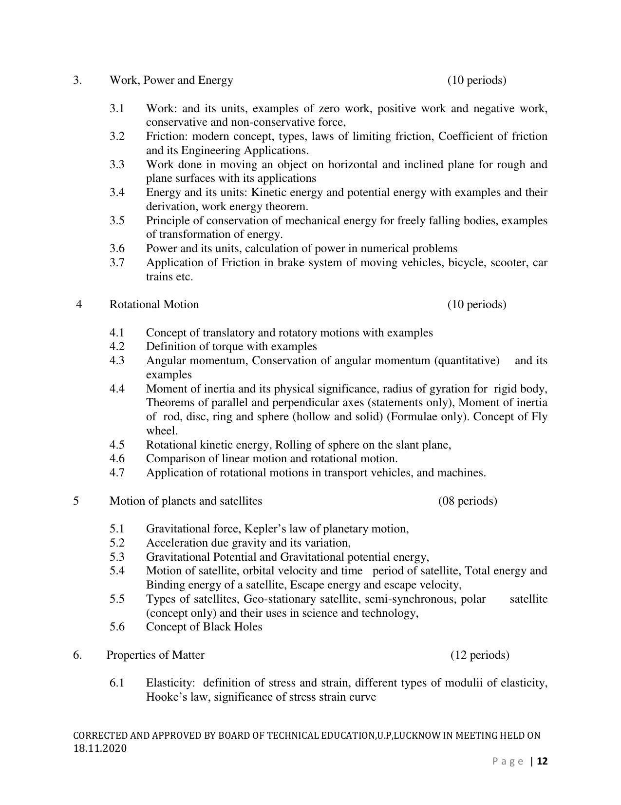 SYLLABUS FOR FIRST SEMESTER SESSION (2020-2021) - SIX SEMESTER DIPLOMA COURSE IN AGRICULTURAL ENGINEERING - Page 12