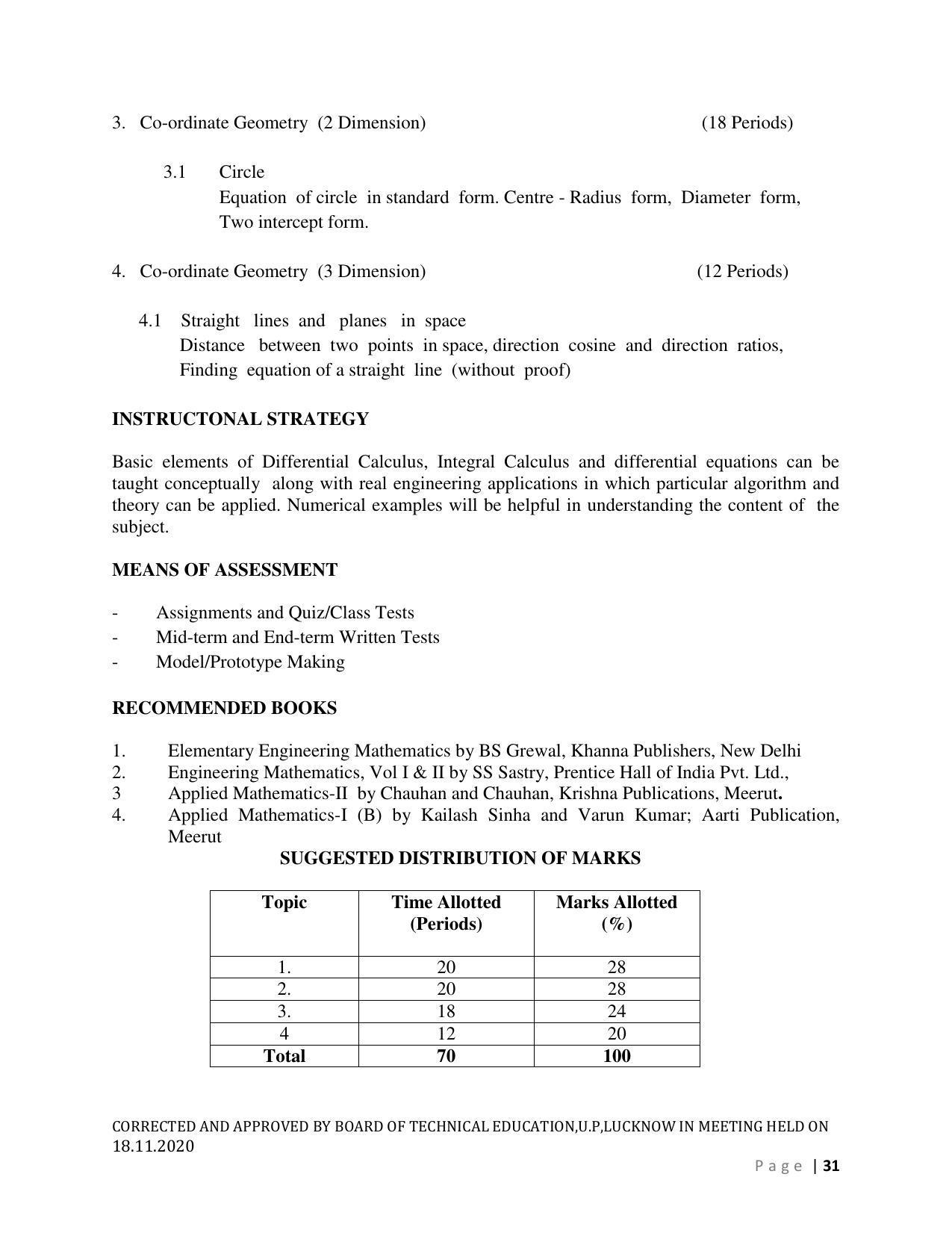 SYLLABUS FOR FIRST SEMESTER SESSION (2020-2021) - SIX SEMESTER DIPLOMA COURSE IN AGRICULTURAL ENGINEERING - Page 31