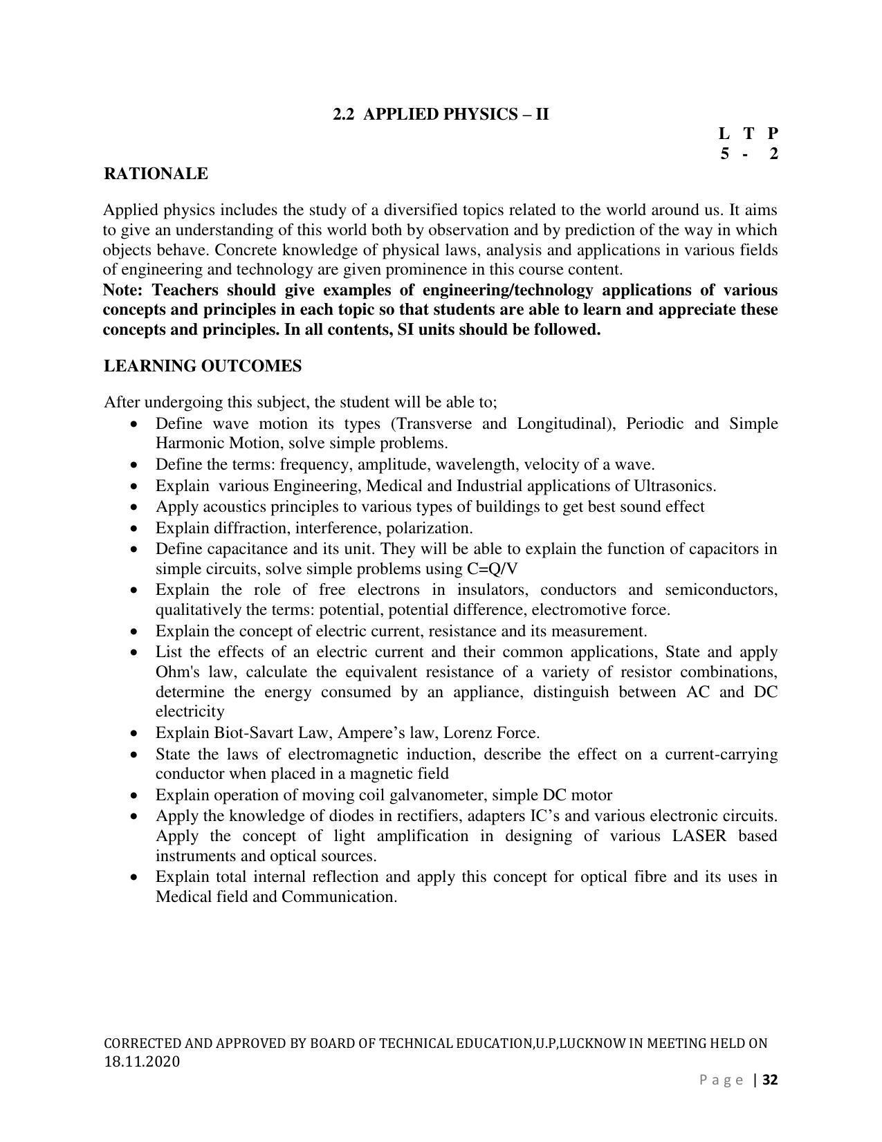 SYLLABUS FOR FIRST SEMESTER SESSION (2020-2021) - SIX SEMESTER DIPLOMA COURSE IN AGRICULTURAL ENGINEERING - Page 32