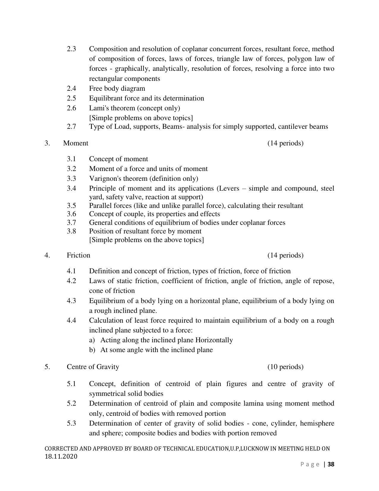 SYLLABUS FOR FIRST SEMESTER SESSION (2020-2021) - SIX SEMESTER DIPLOMA COURSE IN AGRICULTURAL ENGINEERING - Page 38