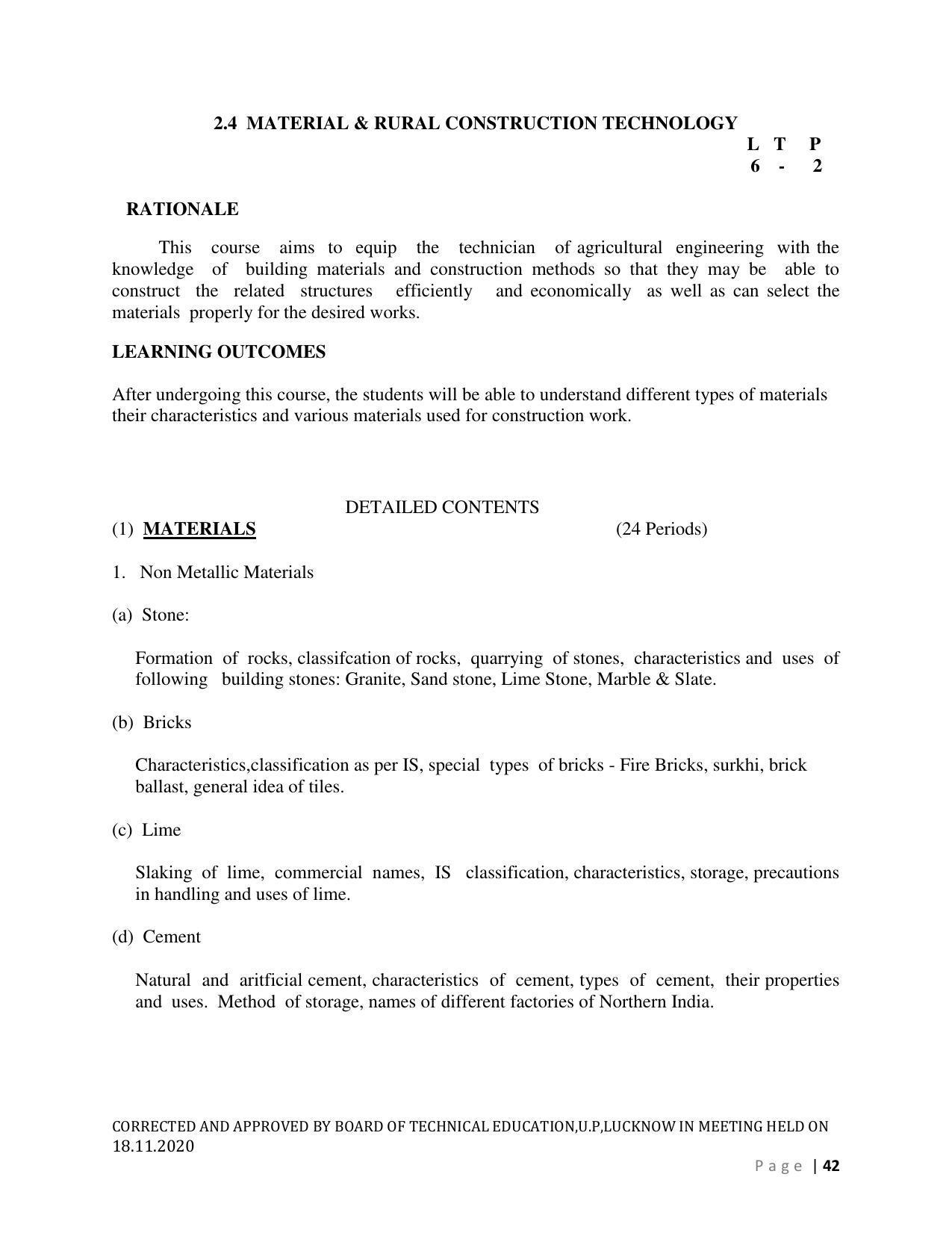 SYLLABUS FOR FIRST SEMESTER SESSION (2020-2021) - SIX SEMESTER DIPLOMA COURSE IN AGRICULTURAL ENGINEERING - Page 42