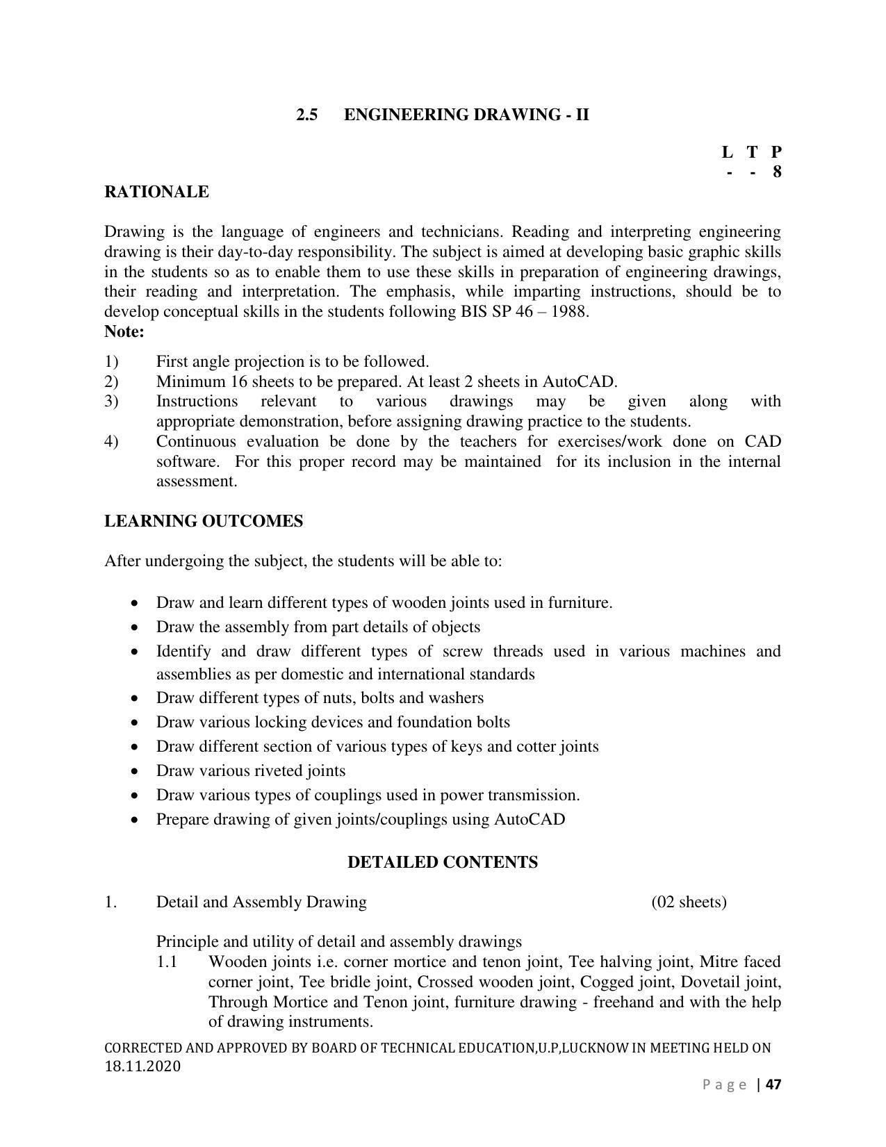 SYLLABUS FOR FIRST SEMESTER SESSION (2020-2021) - SIX SEMESTER DIPLOMA COURSE IN AGRICULTURAL ENGINEERING - Page 47