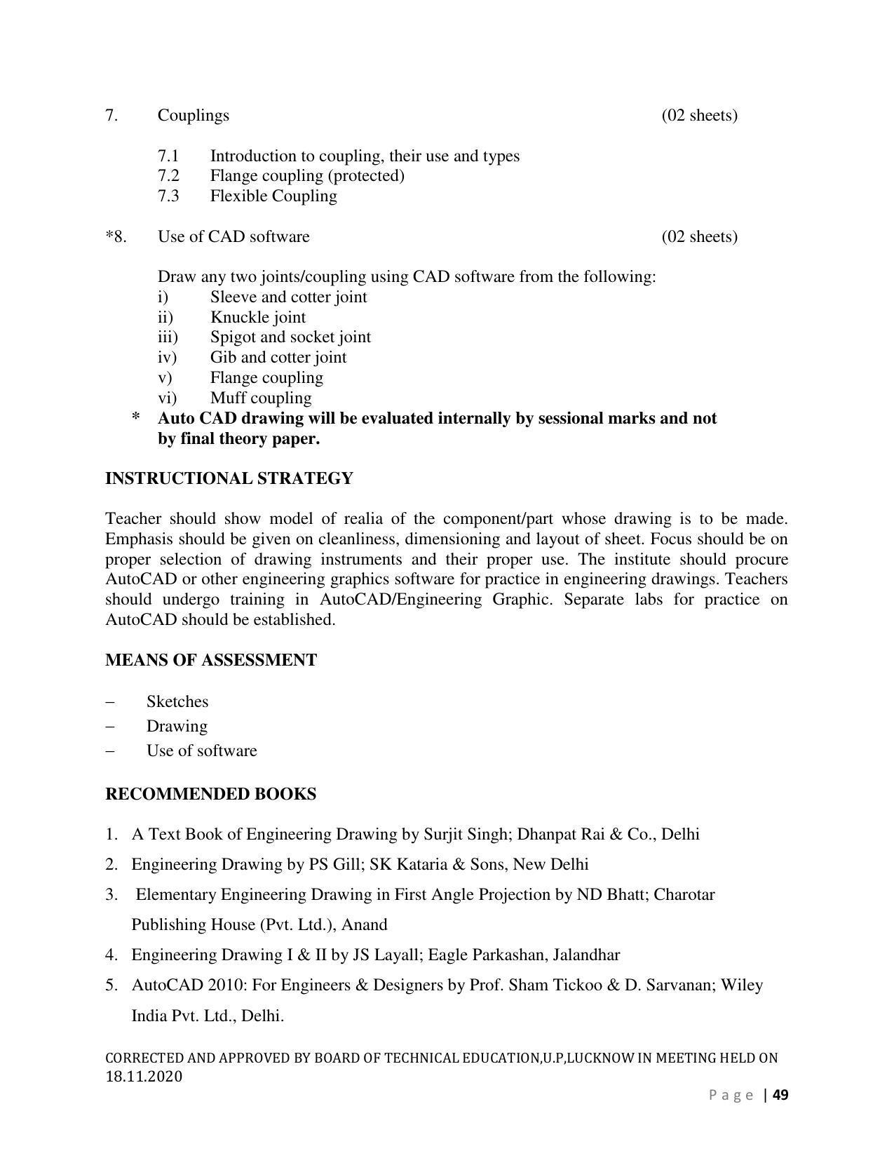 SYLLABUS FOR FIRST SEMESTER SESSION (2020-2021) - SIX SEMESTER DIPLOMA COURSE IN AGRICULTURAL ENGINEERING - Page 49