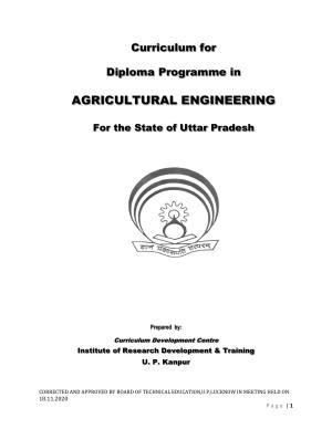 SYLLABUS FOR FIRST SEMESTER SESSION (2020-2021) - SIX SEMESTER DIPLOMA COURSE IN AGRICULTURAL ENGINEERING