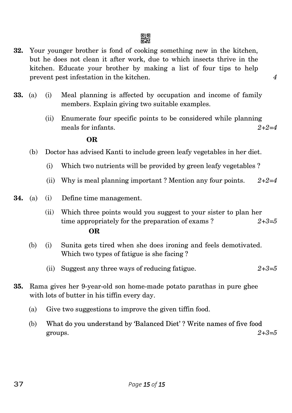 CBSE Class 10 Home Science (Compartment) 2023 Question Paper - Page 15