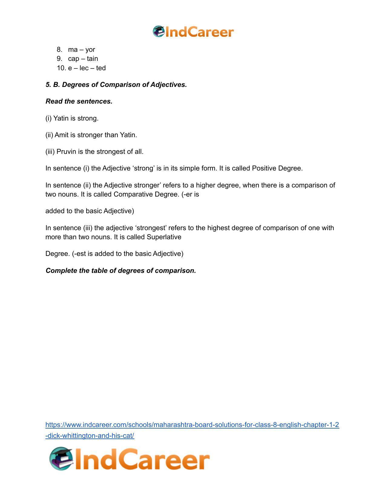 Maharashtra Board Solutions for Class 8- English: Chapter 1.2- Dick Whittington and his Cat - Page 9
