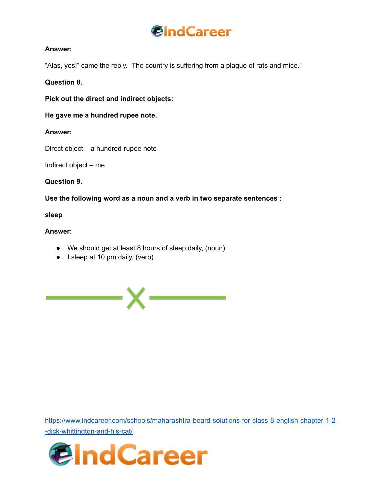 Maharashtra Board Solutions for Class 8- English: Chapter 1.2- Dick Whittington and his Cat - Page 21