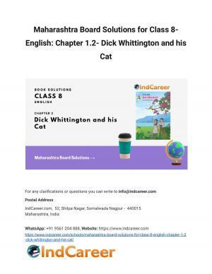 Maharashtra Board Solutions for Class 8- English: Chapter 1.2- Dick Whittington and his Cat